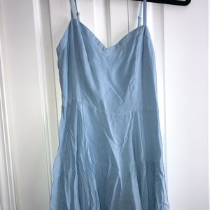 skinny strap flowy light blue dress